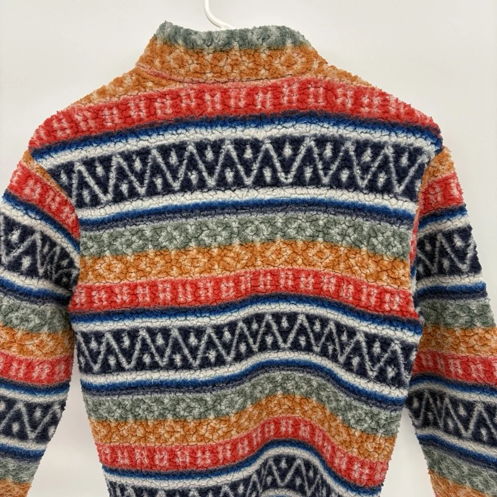 Old Navy Aztec Print Fuzzy Fleece Jacket Geometric Pattern Kids Large 10-12